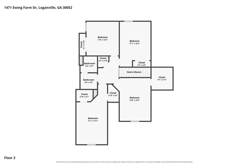 2,220/Mo, 1471 Ewing Farm Dr Loganville, GA 30052 Floor Plan View 2