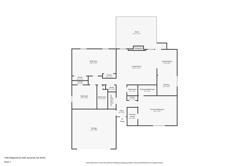 1,970/Mo, 1183 Ridgeside Dr NW Acworth, GA 30102 Floor Plan View