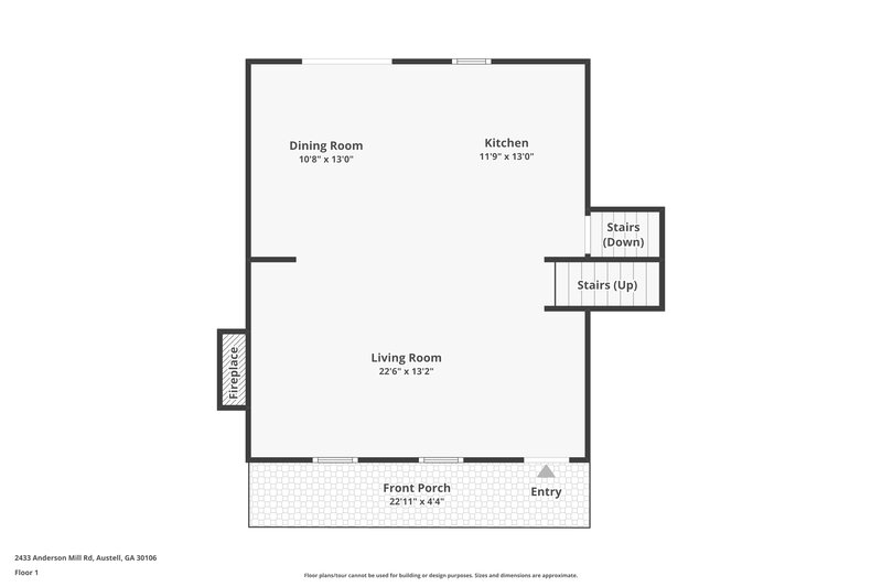 1,900/Mo, 2433 Anderson Mill Rd Austell, GA 30106 Floorplan View