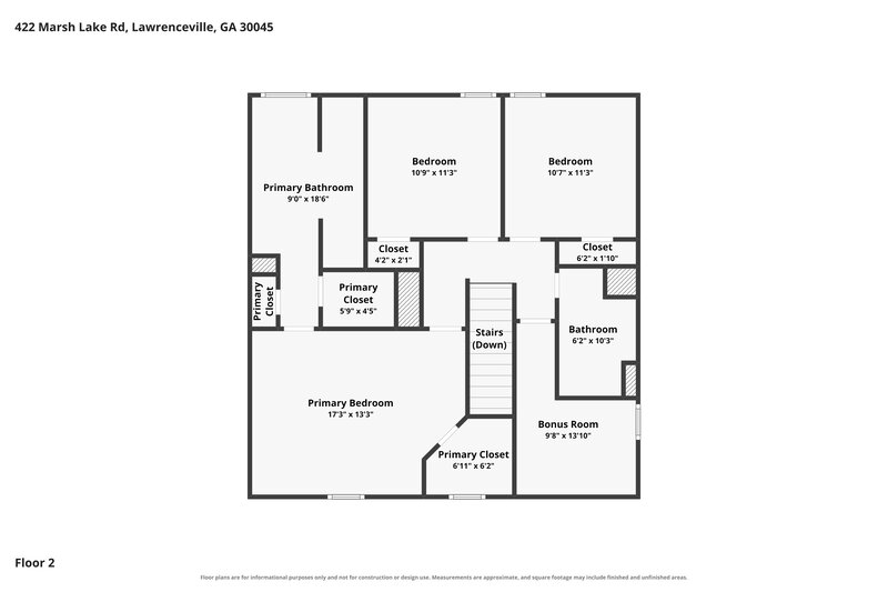 2,030/Mo, 422 Marsh Lake Rd Lawrenceville, GA 30045 Floor Plan View 2