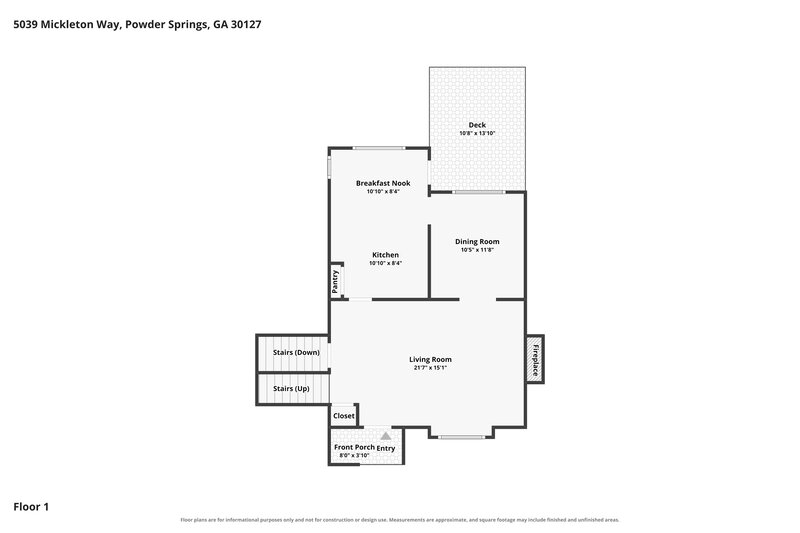 2,175/Mo, 5039 Mickleton Way Powder Springs, GA 30127 Floorplan View 2