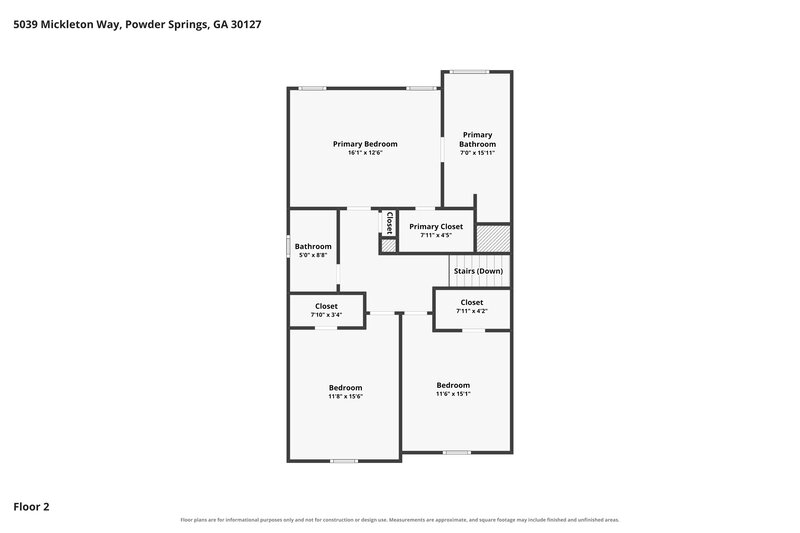 2,175/Mo, 5039 Mickleton Way Powder Springs, GA 30127 Floorplan View 3
