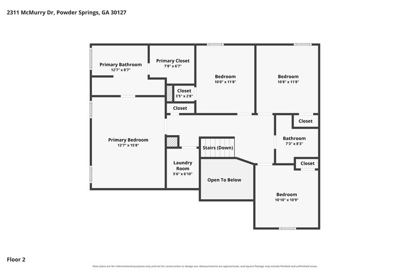 2,105/Mo, 2311 McMurry Dr Powder Springs, GA 30127 Floor Plan View 2