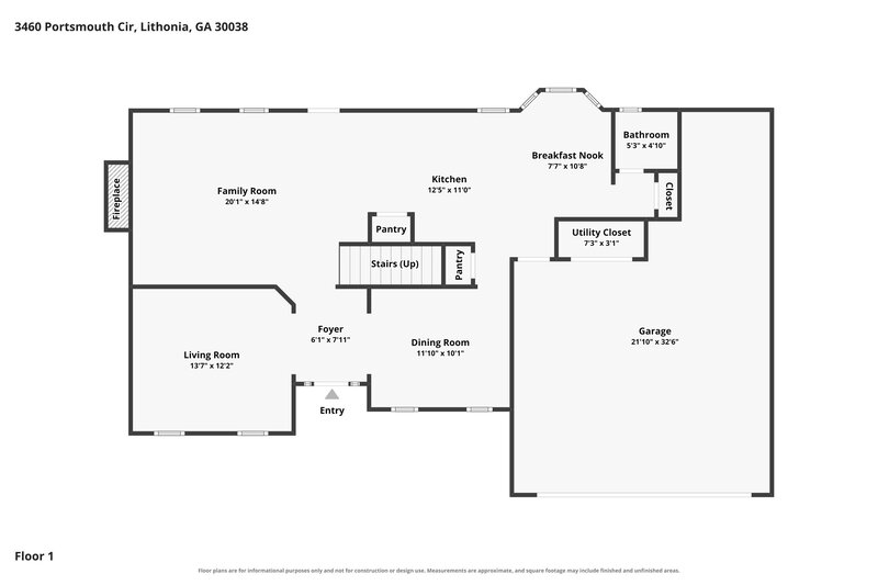 2,115/Mo, 3460 Portsmouth Cir Lithonia, GA 30038 Floor Plan View