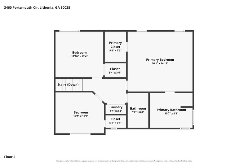2,115/Mo, 3460 Portsmouth Cir Lithonia, GA 30038 Floor Plan View 2
