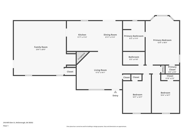 2,440/Mo, 316 Mill Glen Ct McDonough, GA 30252 Floor Plan View