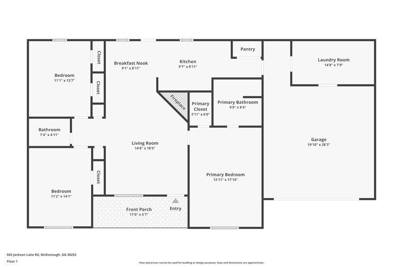 1,685/Mo, 565 Jackson Lake Rd McDonough, GA 30252 Floor Plan View