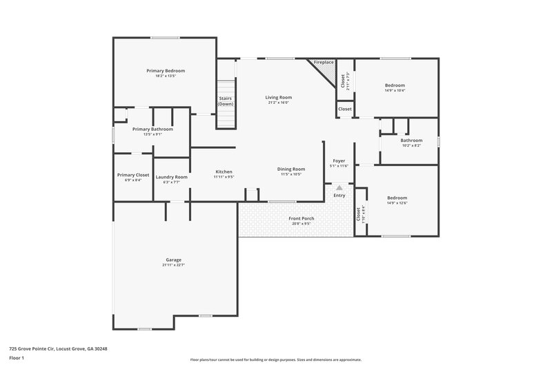 1,865/Mo, 725 Grove Pointe Cir Locust Grove, GA 30248 Floor Plan View 2