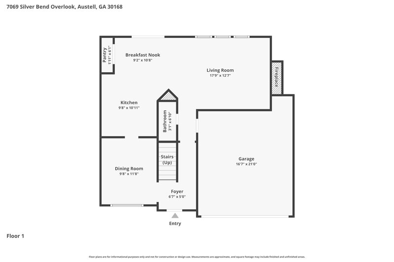2,140/Mo, 7069 Silver Bend Overlook Austell, GA 30168 Floor Plan View
