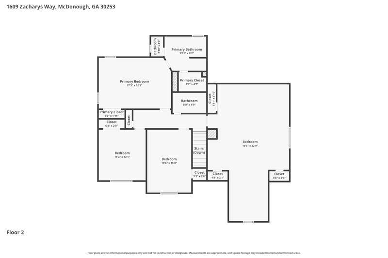 2,420/Mo, 1609 Zacharys Way McDonough, GA 30253 Floor Plan View 2