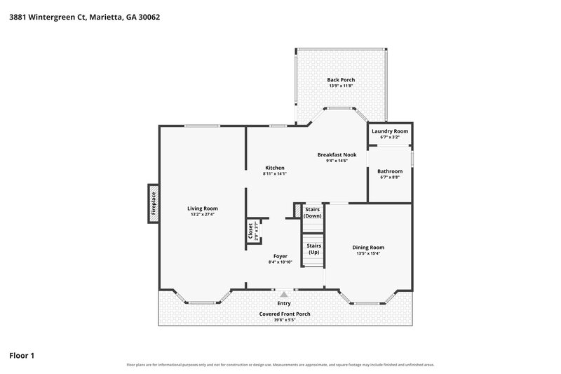 2,275/Mo, 3881 Wintergreen Ct Marietta, GA 30062 Floor Plan View