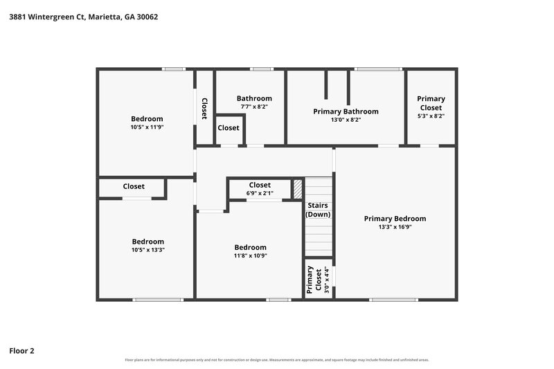 2,275/Mo, 3881 Wintergreen Ct Marietta, GA 30062 Floor Plan View 2