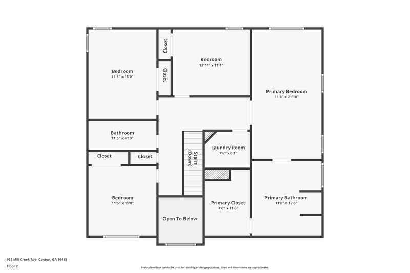 2,565/Mo, 934 Mill Creek Ave Canton, GA 30115 Floor Plan View 2
