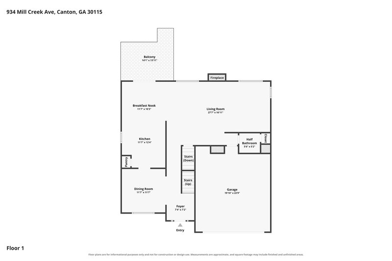 2,460/Mo, 934 Mill Creek Ave Canton, GA 30115 Floor Plan View 2