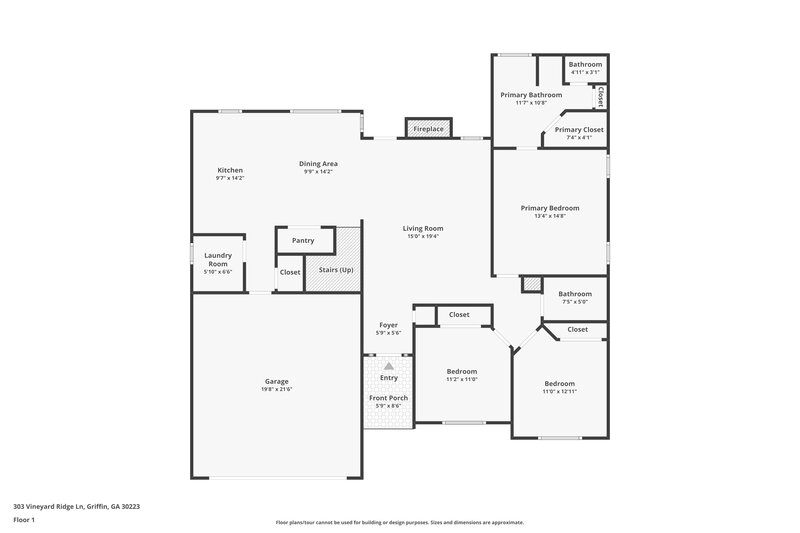 1,825/Mo, 303 Vineyard Ridge Ln Griffin, GA 30223 Floorplan View