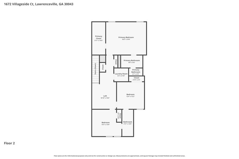 2,480/Mo, 1672 Villageside Ct Lawrenceville, GA 30043 Floor Plan View 2