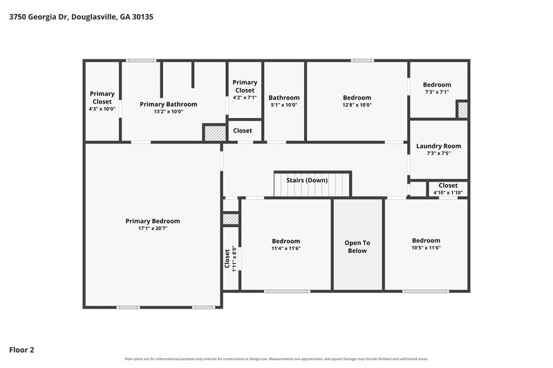 2,485/Mo, 3750 Georgia Dr Douglasville, GA 30135 Floor Plan View 2