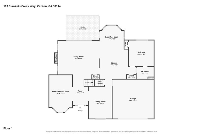 2,875/Mo, 103 Blankets Creek Way Canton, GA 30114 Floorplan View