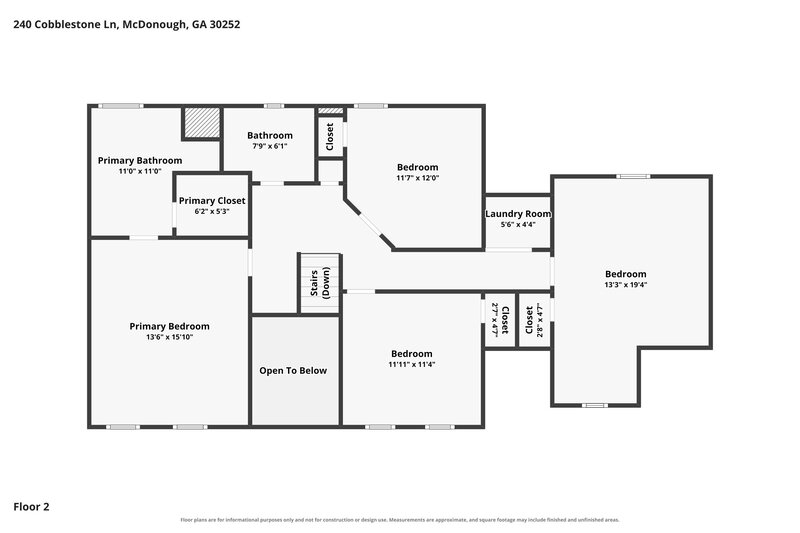 2,180/Mo, 240 Cobblestone Ln McDonough, GA 30252 Floor Plan View 2