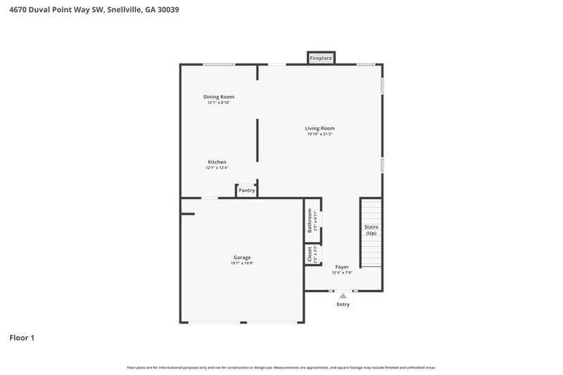 2,160/Mo, 4670 Duval Point Way SW Snellville, GA 30039 Floor Plan View