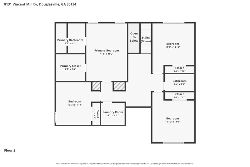 2,125/Mo, 8131 Vincent Mill Dr Douglasville, GA 30134 Floor Plan View 2