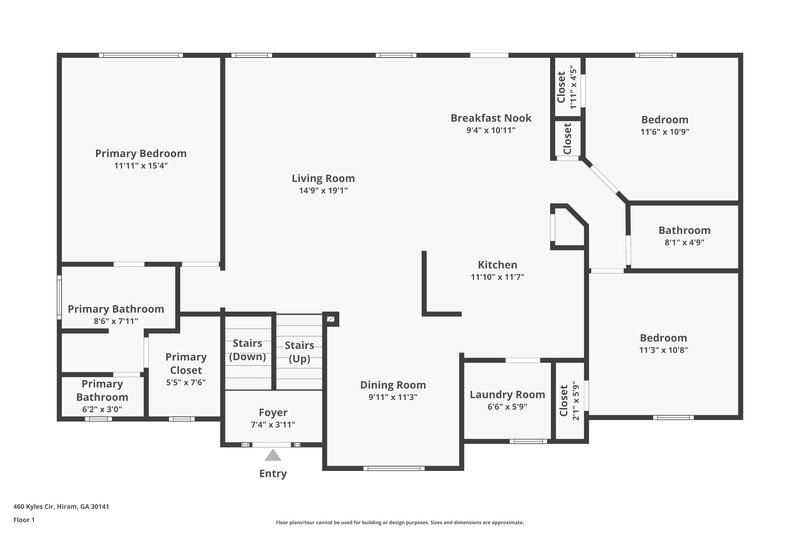 2,200/Mo, 460 Kyles Cir Hiram, GA 30141 Floor Plan View
