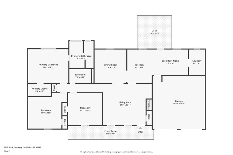1,755/Mo, 3138 Rock Pine Way Snellville, GA 30078 Floor Plan View