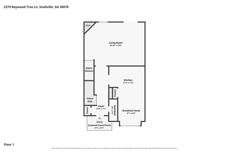 2,055/Mo, 2279 Baywood Tree Ln Snellville, GA 30078 Floor Plan View 3