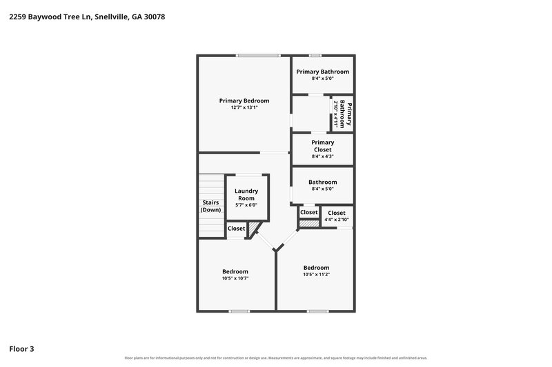 1,825/Mo, 2259 Baywood Tree Ln Snellville, GA 30078 Floor Plan View 3