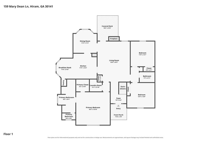 1,795/Mo, 159 Mary Dean Ln Hiram, GA 30141 Floorplan View