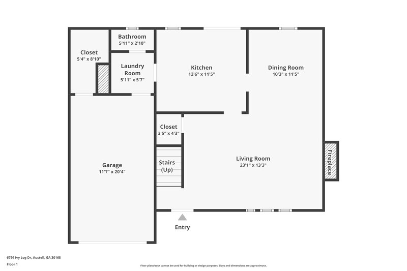 1,950/Mo, 6799 Ivy Log Dr Austell, GA 30168 Floor Plan View