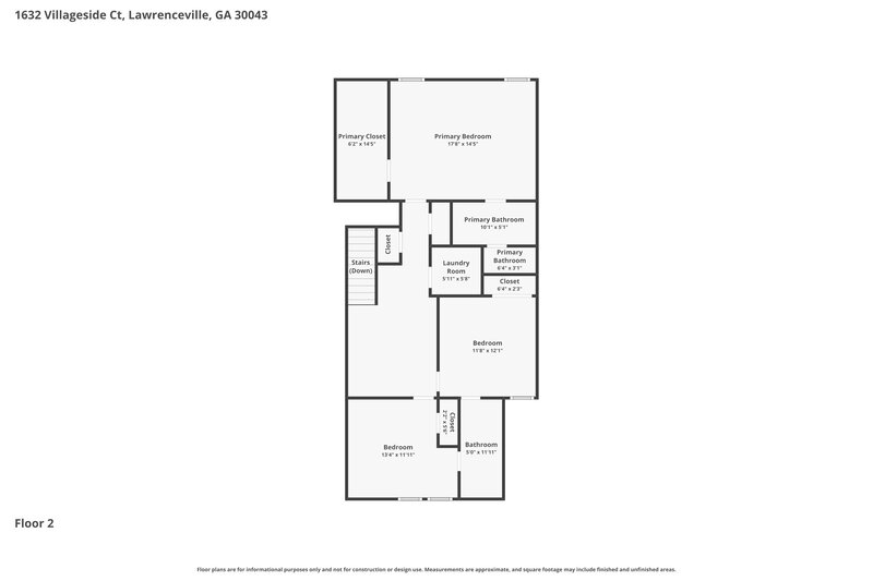 2,260/Mo, 1632 Villageside Ct Lawrenceville, GA 30043 Floor Plan View 2