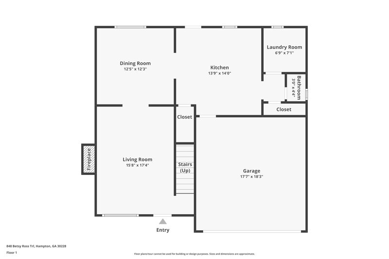 1,800/Mo, 848 Betsy Ross Trl Hampton, GA 30228 Floor Plan View