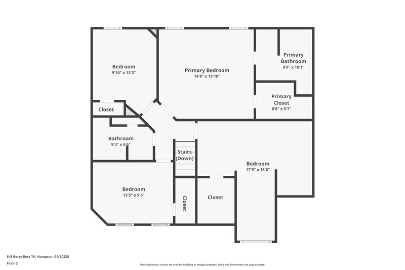 1,800/Mo, 848 Betsy Ross Trl Hampton, GA 30228 Floor Plan View 2