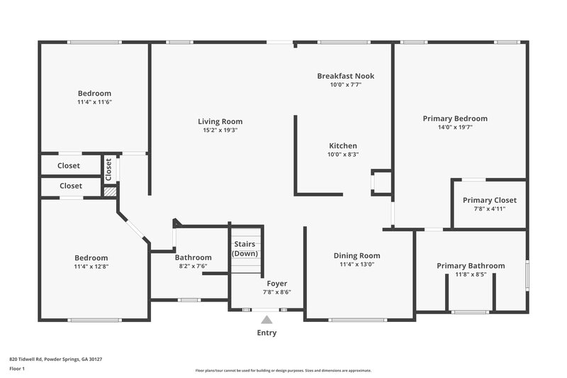 1,795/Mo, 820 Tidwell Rd Powder Springs, GA 30127 Floor Plan View 2