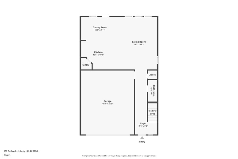 1,820/Mo, 137 Outlaw Dr Liberty Hill, TX 78642 Floor Plan View