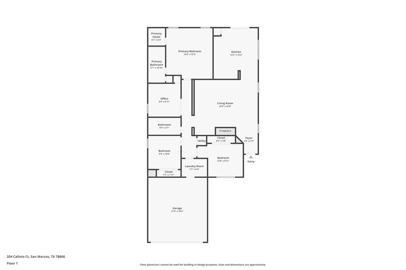 1,805/Mo, 204 Calixto Ct San Marcos, TX 78666 Floor Plan View