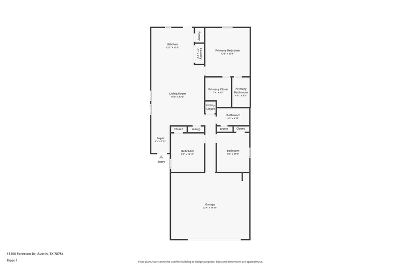 1,825/Mo, 13108 Foreston Dr Austin, TX 78754 Floor Plan View