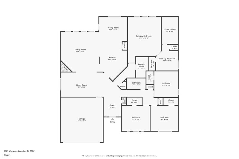 1,905/Mo, 1105 Wigwam Leander, TX 78641 Floor Plan View