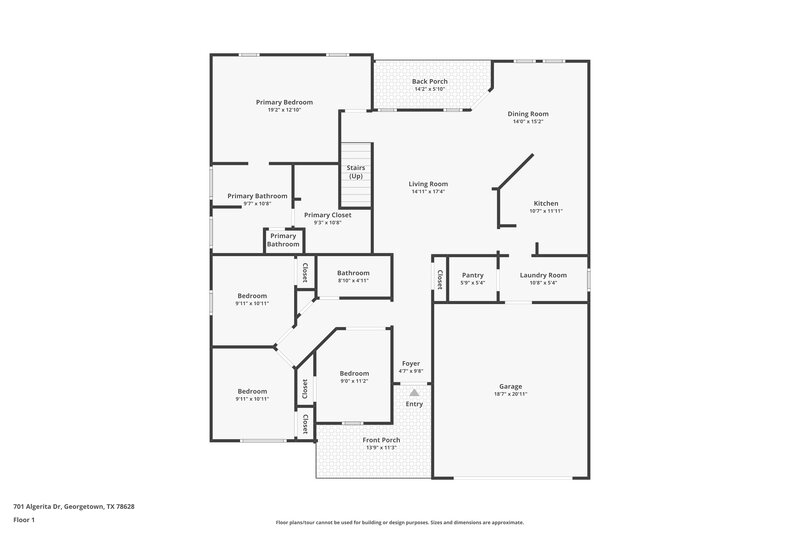 2,035/Mo, 701 Algerita Dr Georgetown, TX 78628 Floorplan View