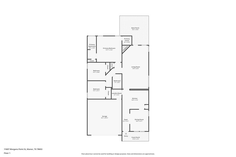 1,765/Mo, 11607 Morgans Point St Manor, TX 78653 Floor Plan View