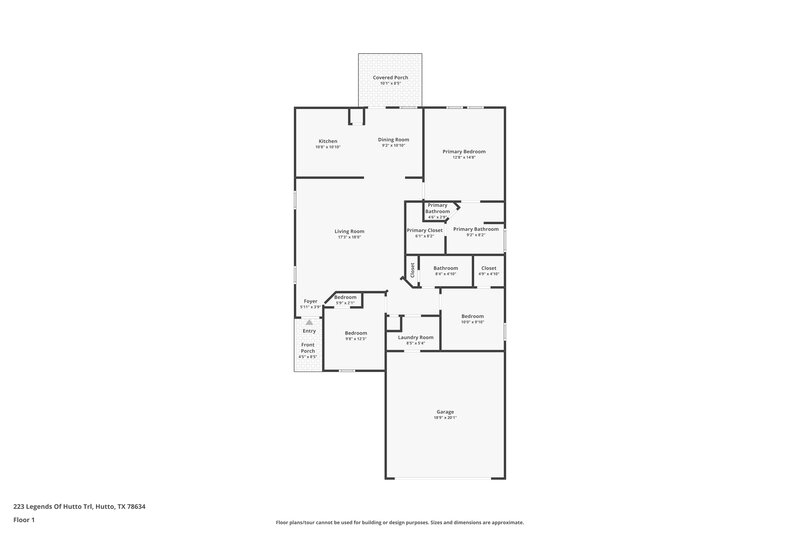 1,685/Mo, 223 Legends of Hutto Trl Hutto, TX 78634 Floor Plan View