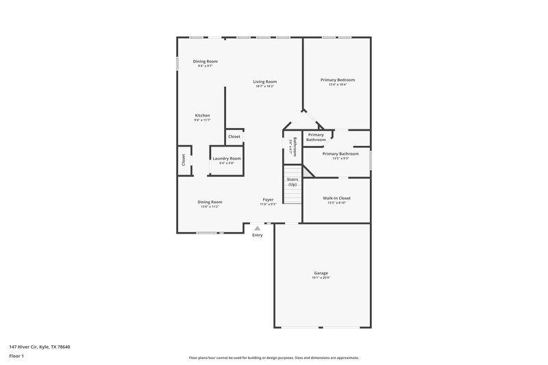 2,215/Mo, 147 Hiver Cir Kyle, TX 78640 Floor Plan View