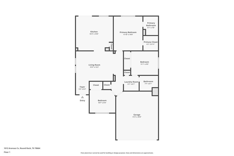 1,875/Mo, 1012 Aransas Cv Round Rock, TX 78664 Floor Plan View