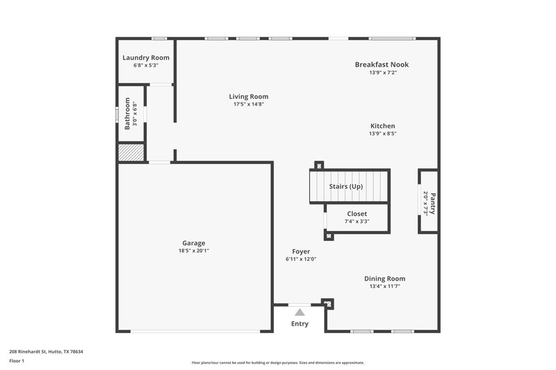 1,860/Mo, 208 Rinehardt St Hutto, TX 78634 Floor Plan View