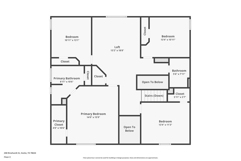 1,860/Mo, 208 Rinehardt St Hutto, TX 78634 Floor Plan View 2