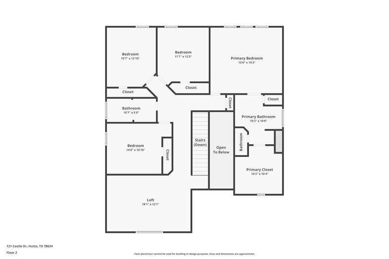 1,895/Mo, 121 Castle Dr Hutto, TX 78634 Floor Plan View 2