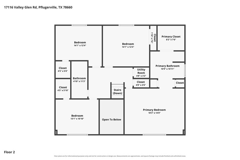 2,280/Mo, 17116 Valley Glen Rd Pflugerville, TX 78660 Floor Plan View 2