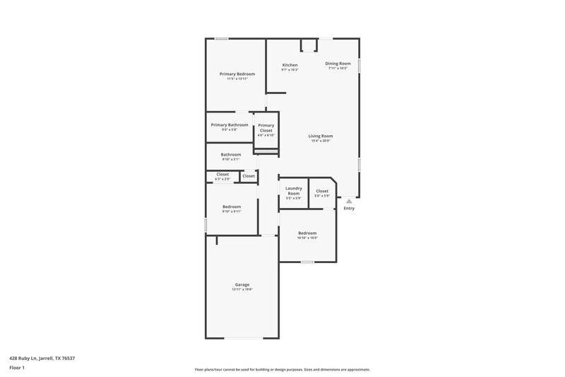 1,595/Mo, 428 Ruby Ln Jarrell, TX 76537 Floor Plan View