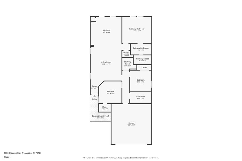 1,695/Mo, 5808 Glowing Star Trl Austin, TX 78724 Floor Plan View